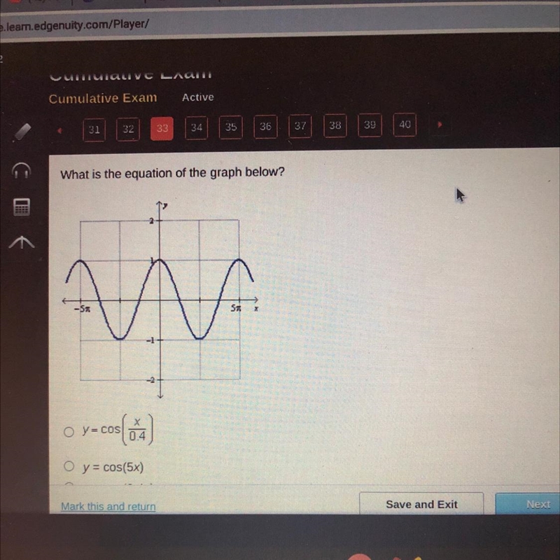 15 points What is the equation of the graph below?-example-1