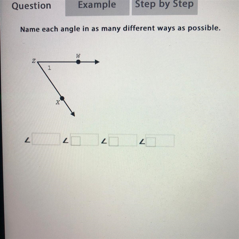 PLEASE!! Name each angle in as many different ways as possible.-example-1