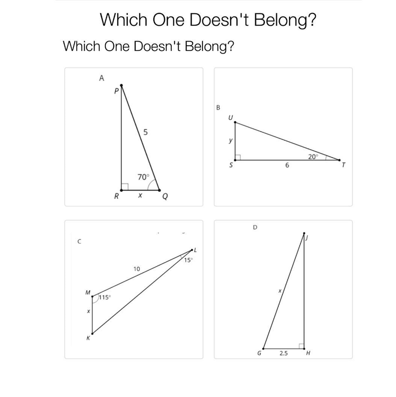 Which triangle doesn’t belong?-example-1