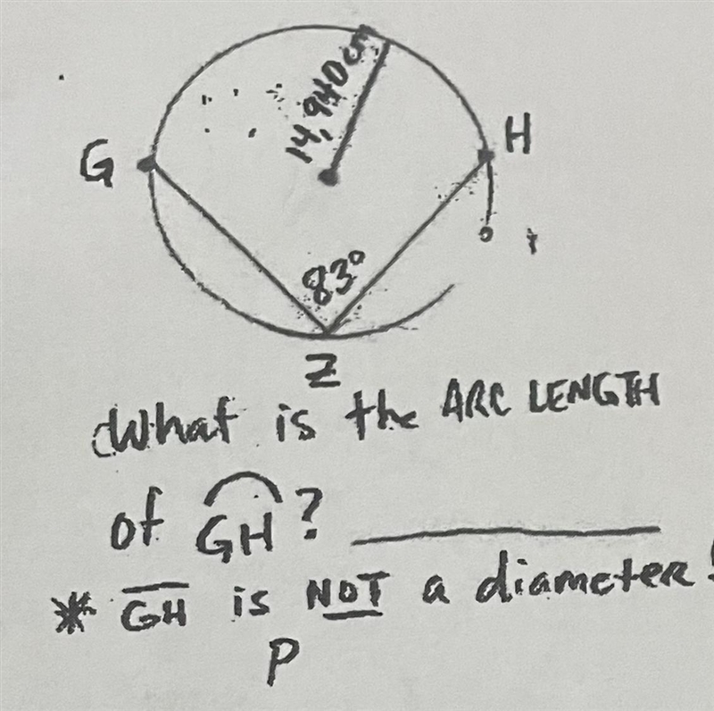 Please help i need to find the arc length of GH-example-1