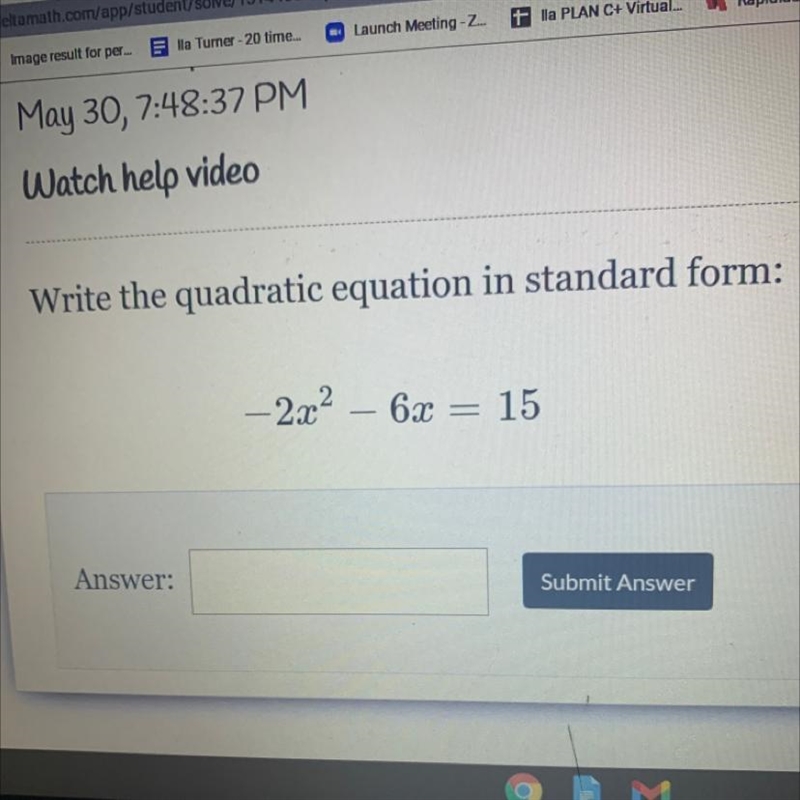 Write the quadratic equation in standard form.-example-1