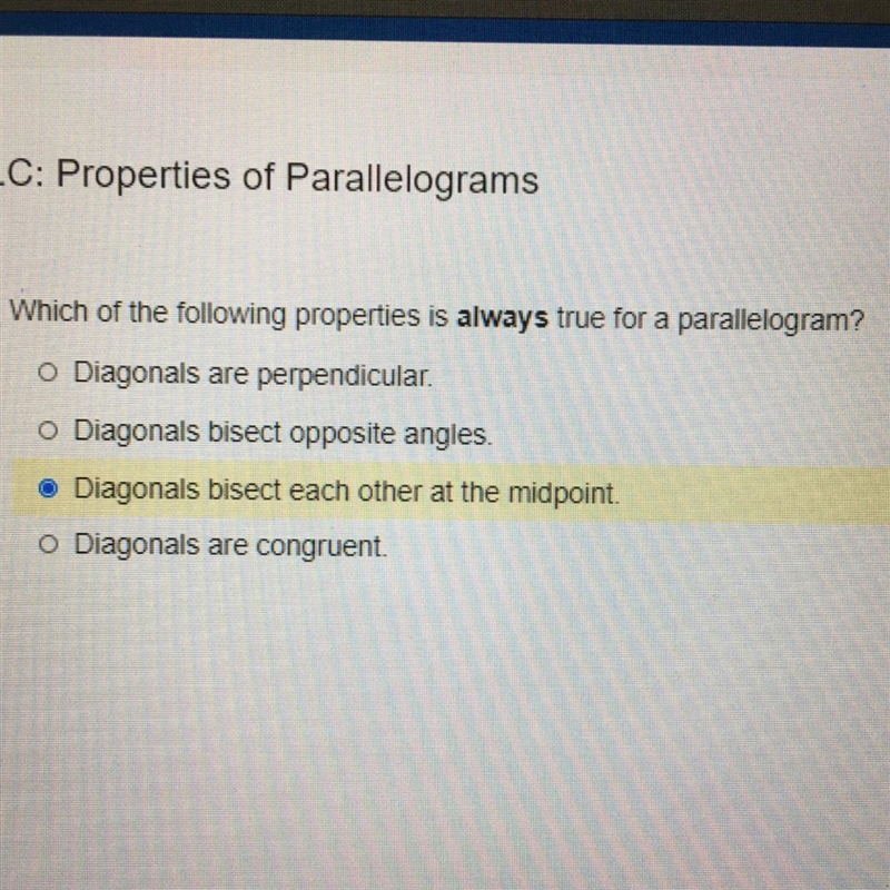 Which of the following properties is always true for a parallelogram￼￼-example-1