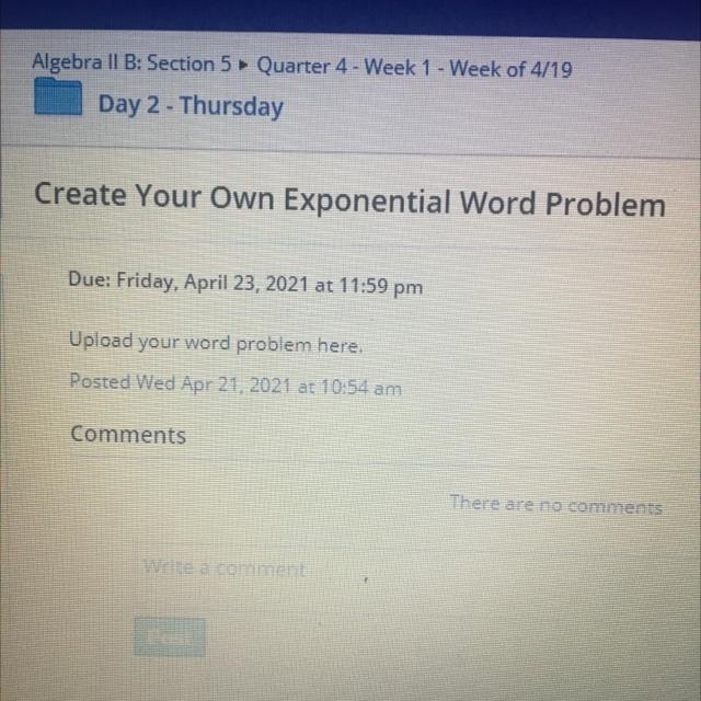 Create my own exponential word problem. Please show work-example-1