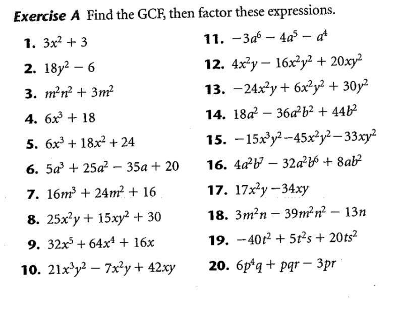 FIND THE GCF, THEN FACTOR THE EXPRESSIONS if you can just tell me how to write the-example-1