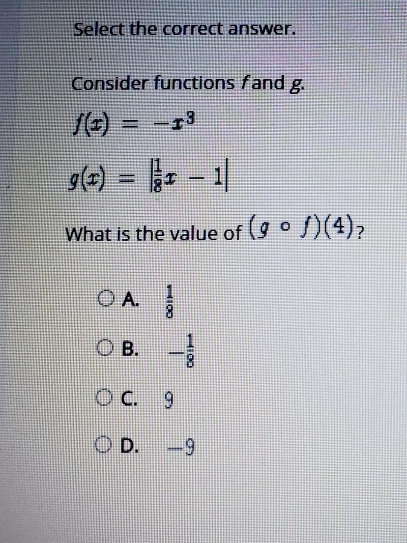 Consider the functions f and g ​-example-1