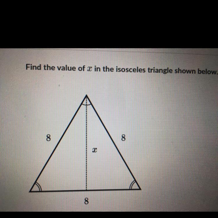 Find the value of x in the isosceles triangle-example-1