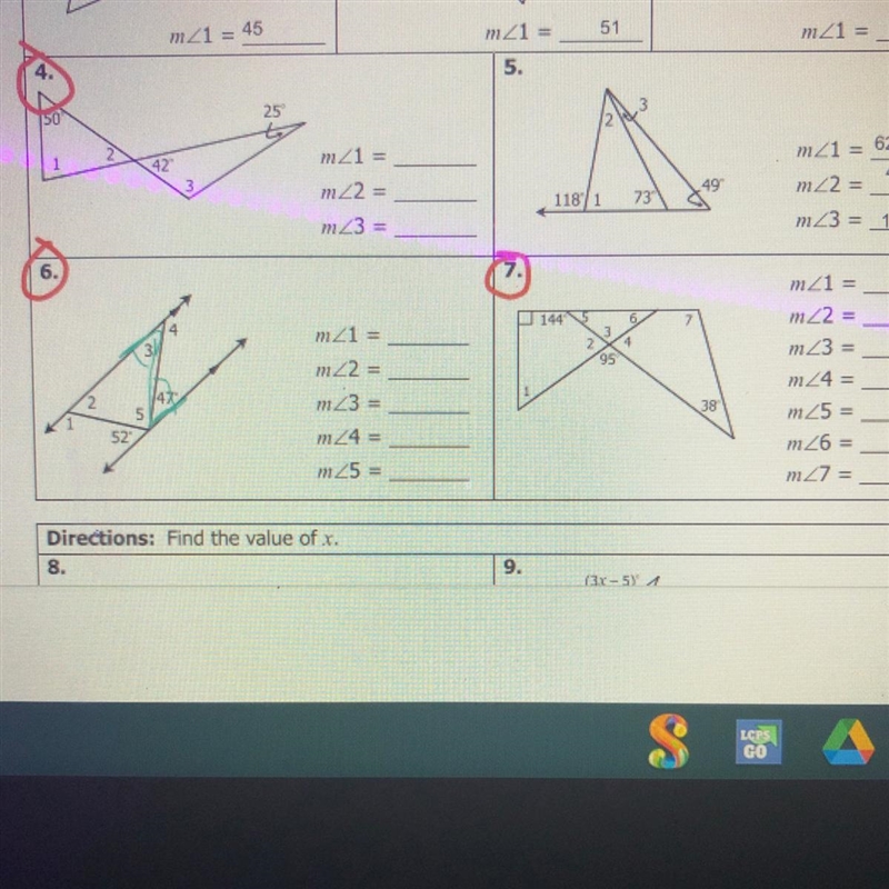 This is geometry i need the answers to 4, 6, and 7-example-1