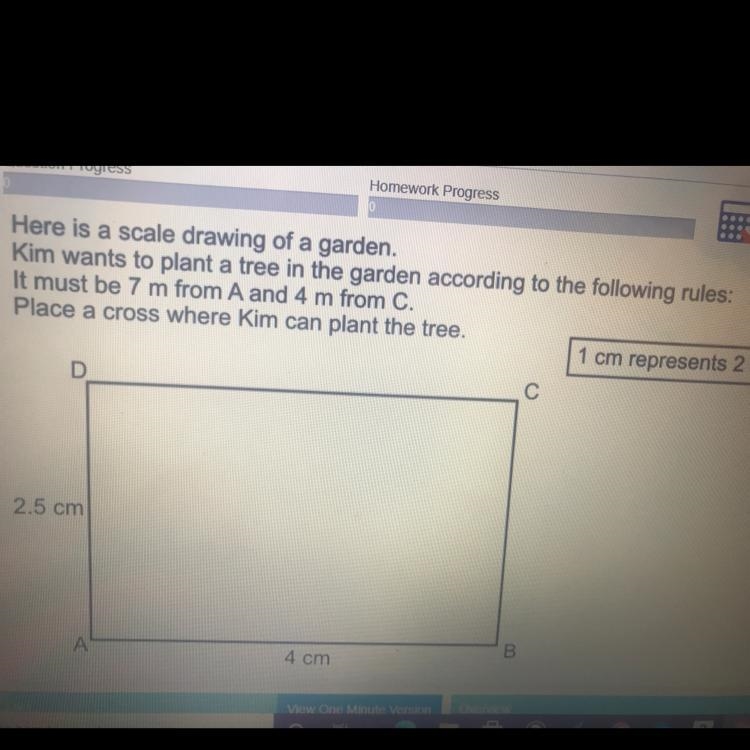 Here is a scale drawing of a garden. Kim wants to plant a tree in the garden according-example-1