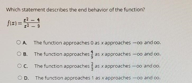 Which statement describes the end behavior of the function? ​-example-1