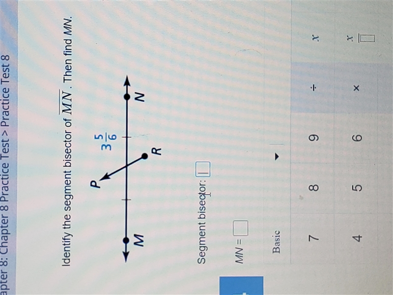 Identify the segment bisector of MN. Then find MN. *show work!*-example-1