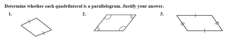 Determine whether each quadrilateral is a parallelogram. Justify your answer.-example-1