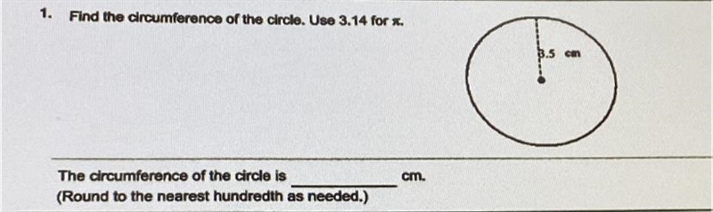 1. Find the circumference of the circle. Use 3.14 for x-example-1