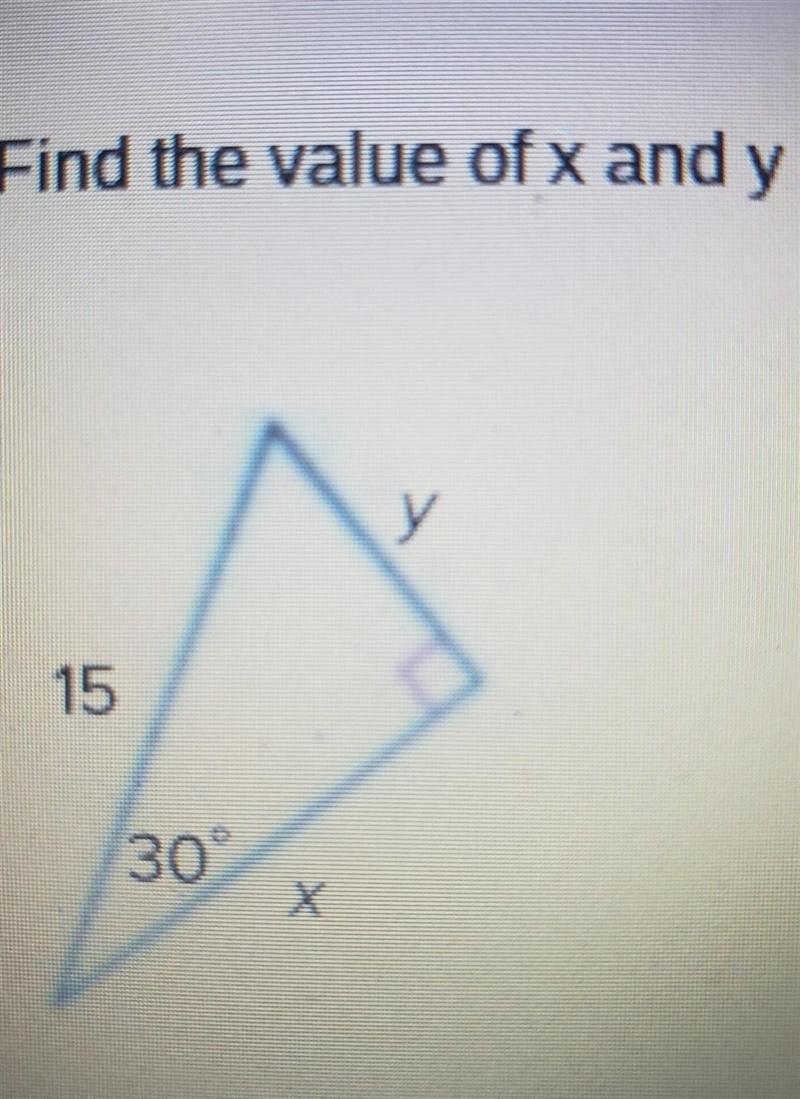 Can someone help me find the side of a 30 60 90 triangle​-example-1