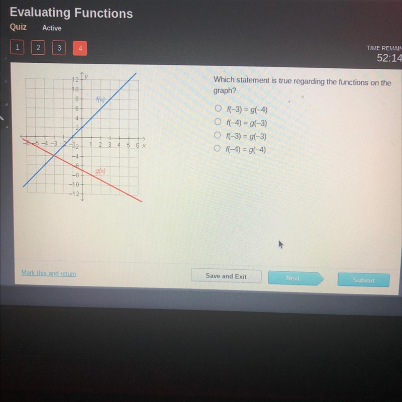 Which statement is true regarding the functions on the graph-example-1