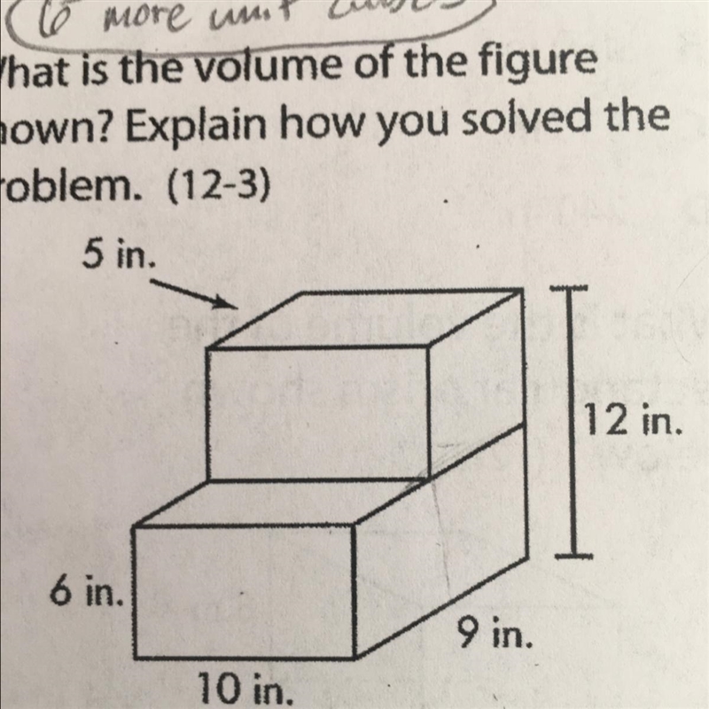 What is the volume of the figure shown? explain how you solved the problem.-example-1