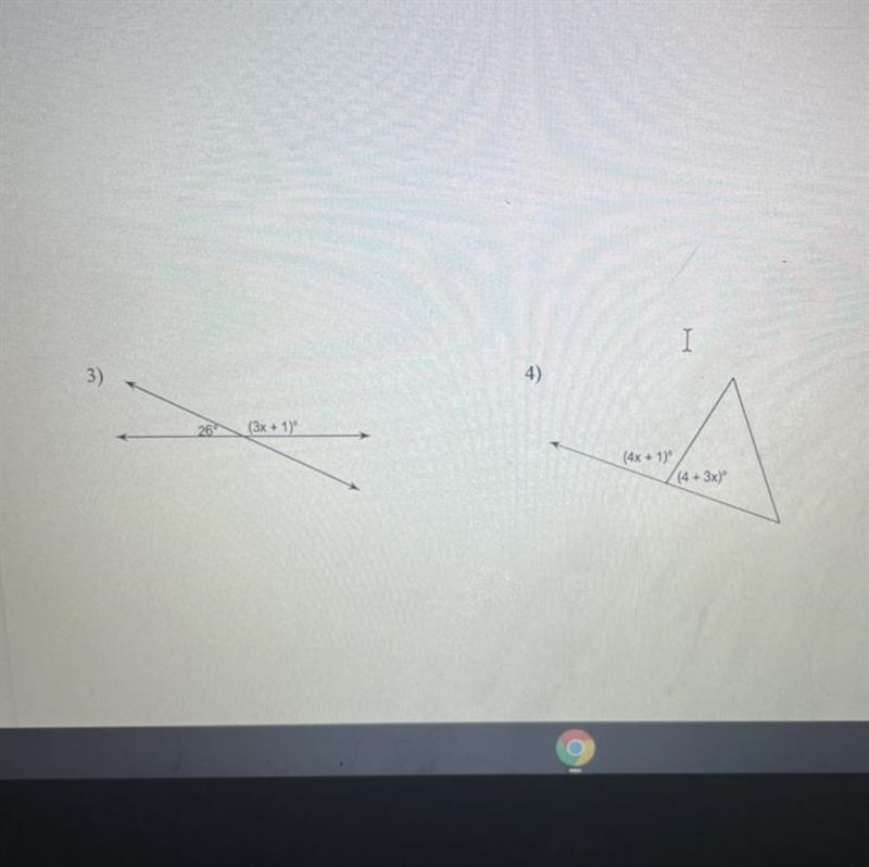 ￼Angle Relationship Equations ... pose help I don’t do this but my friend has to so-example-1