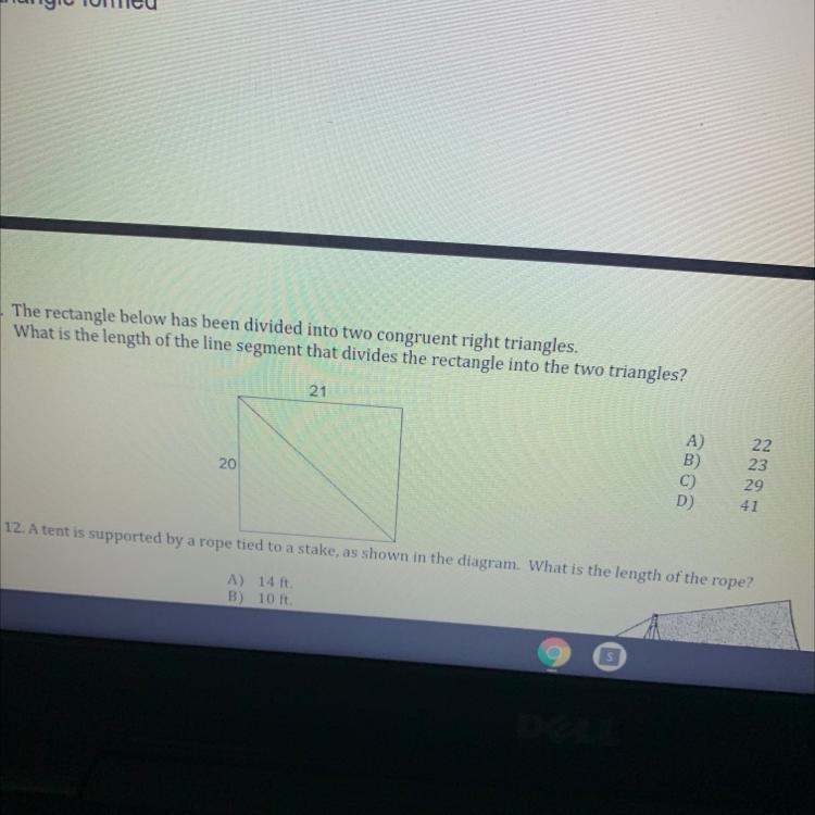 the rectangle below has been divided into two congruent right triangles. what is the-example-1