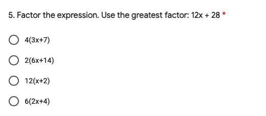 Factor the expression. use the greatest factor: 12x+28-example-1