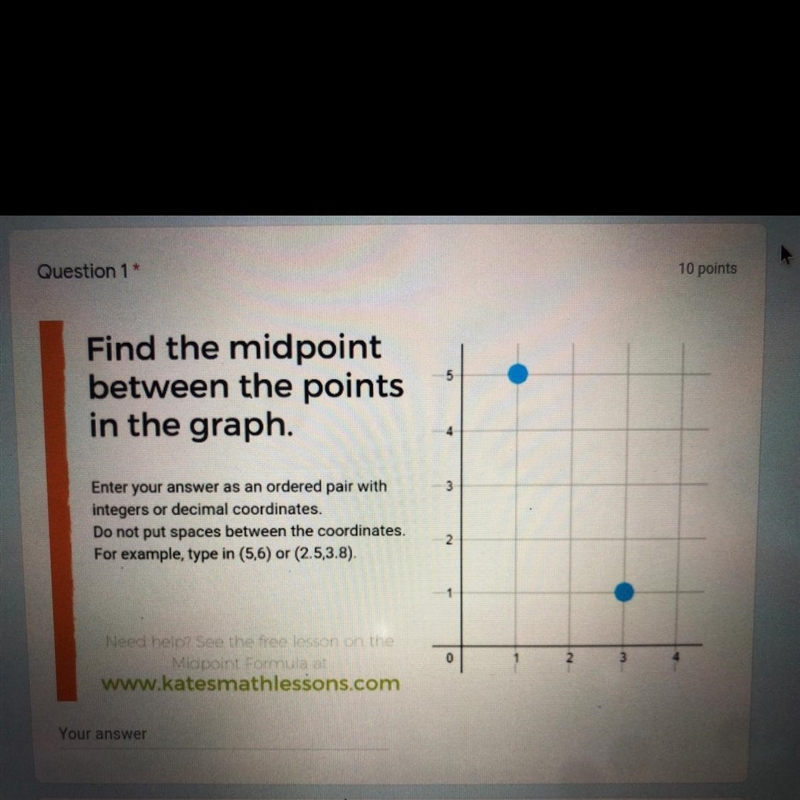 Find the midpoint between the points in the graph. Can someone please help-example-1