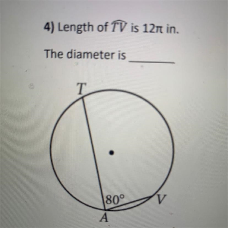 Length of TV is 12π in. The diameter is?-example-1