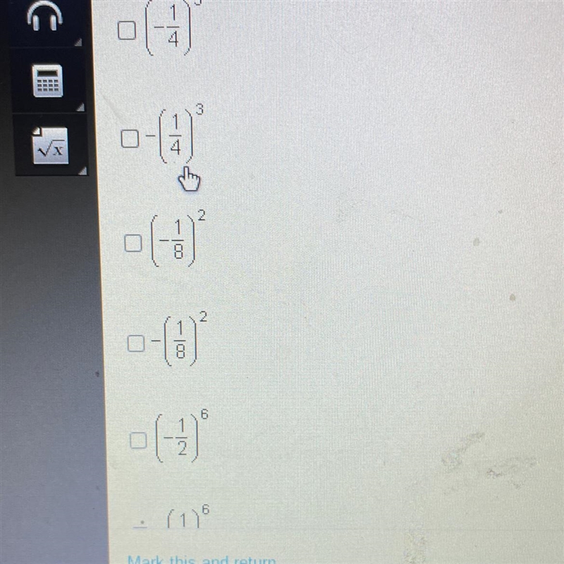 Which expressions have a value of -64? Check all that apply. NEED HELP ASAP PLSSS-example-1