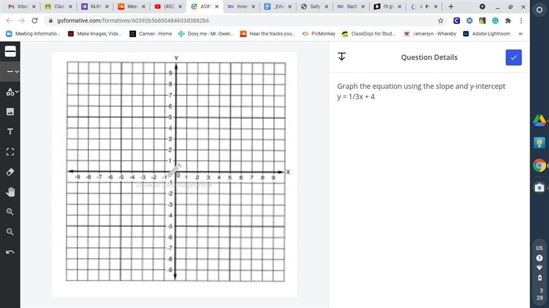 HEEEEEEEELLLLLLPPPPPPPPP Graph the equation using the slope and y-intercept y = 1/3x-example-1