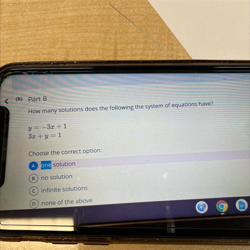 (b) Part B How many solutions does the following the system of equations have?-example-1