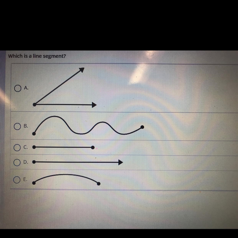 Which is a line segment?-example-1