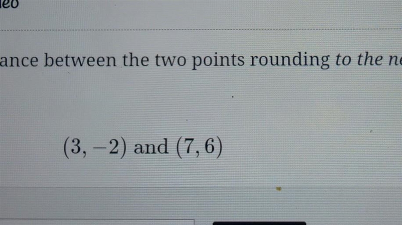 Find the distance between the two points rounding to the nearest tenth (In decimal-example-1