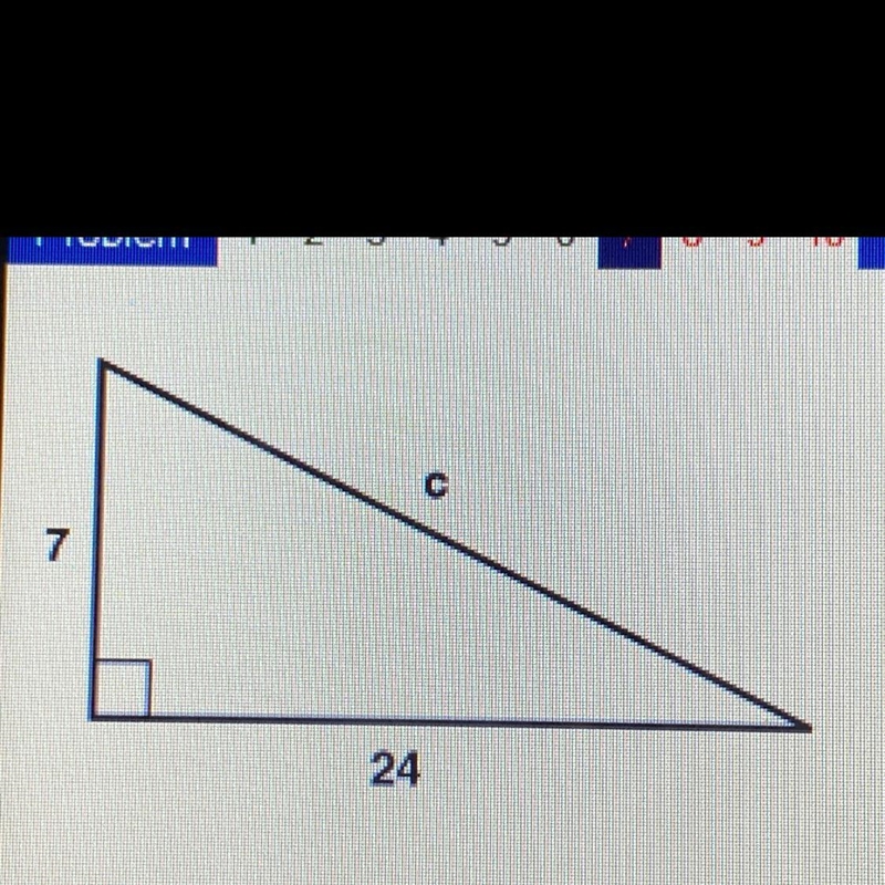 The measure of the hypotenuse is? (side c)-example-1