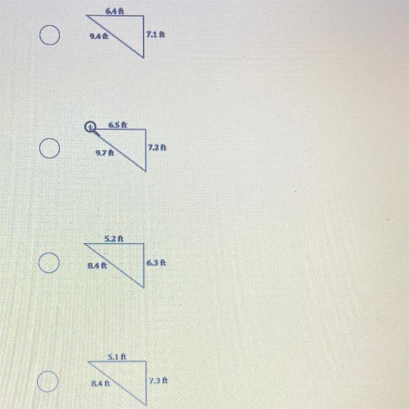 PLEASE HELP!! these triangles are not drawn to scale. Use the Pythagorean Theorem-example-1