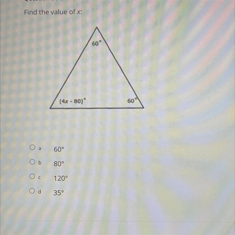 Find the value of x: A B C D-example-1