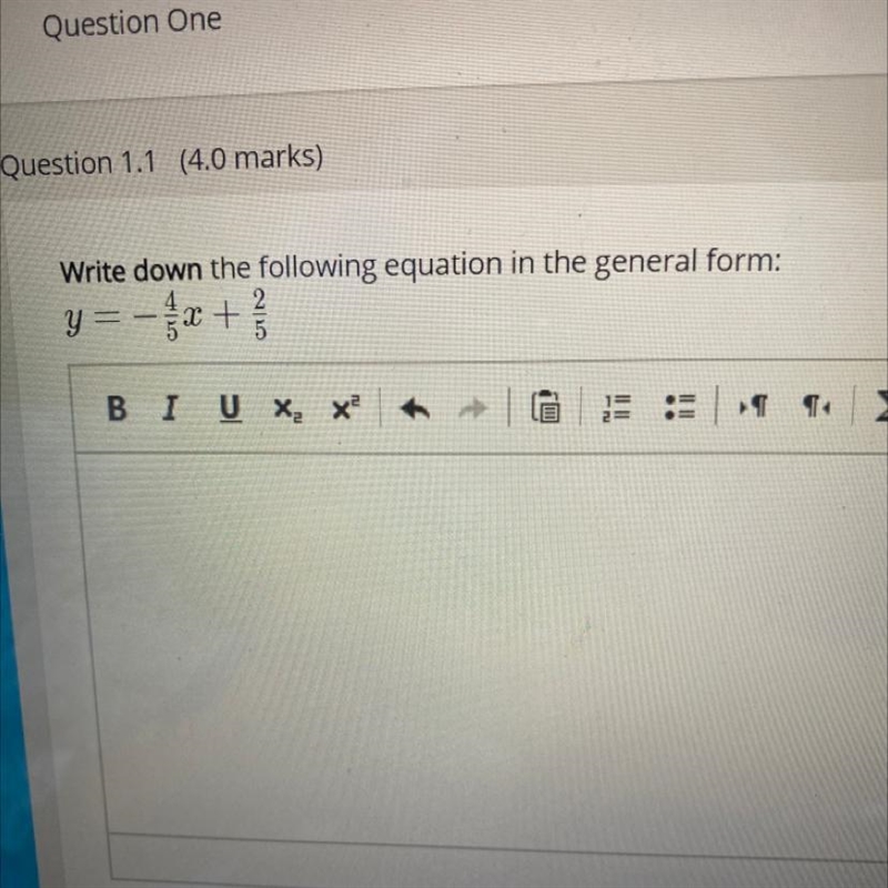 Write down the following equation in the general form: y= - 3 over 4 then x then + 2 over-example-1