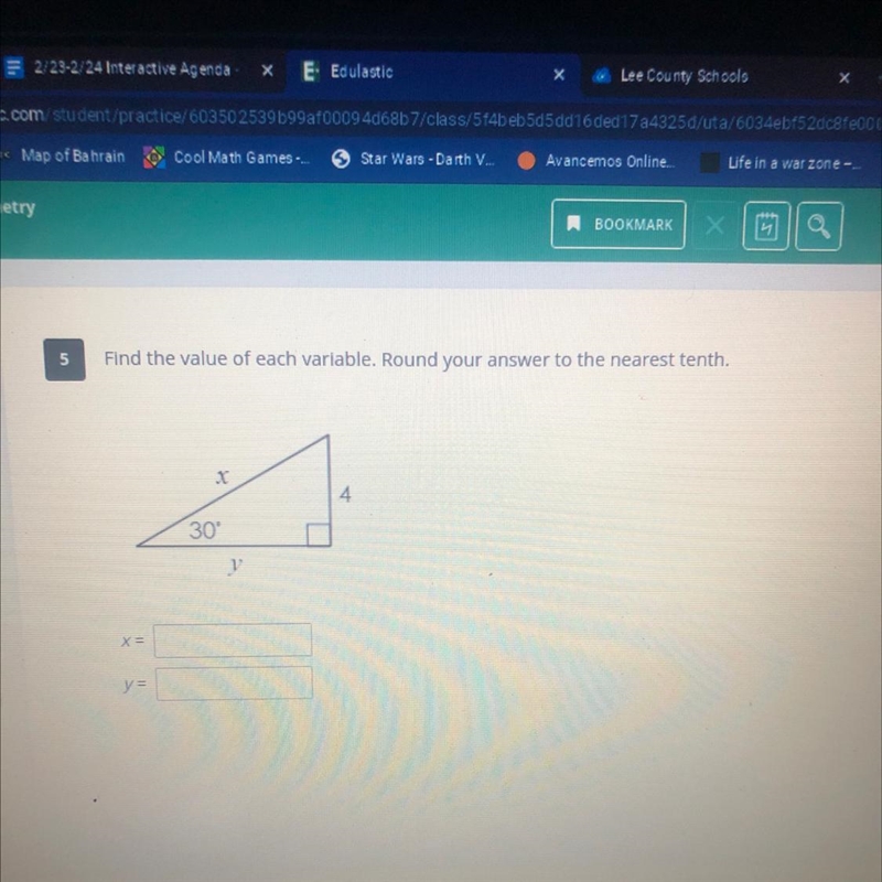 Find the value of each variable round your answer to the nearest 10th-example-1