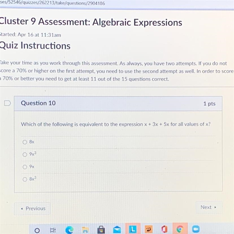 Which of the following is equivalent to the expression x + 3x + 5x for all values-example-1