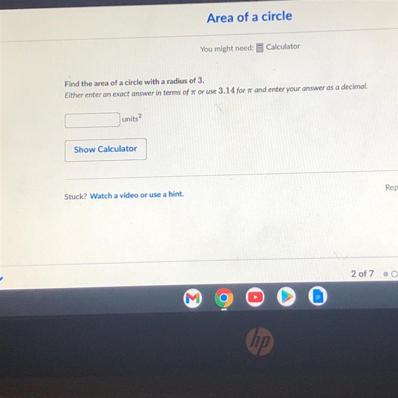 Either enter an exact answer in terms of r or use 3.14 for it and enter your answer-example-1