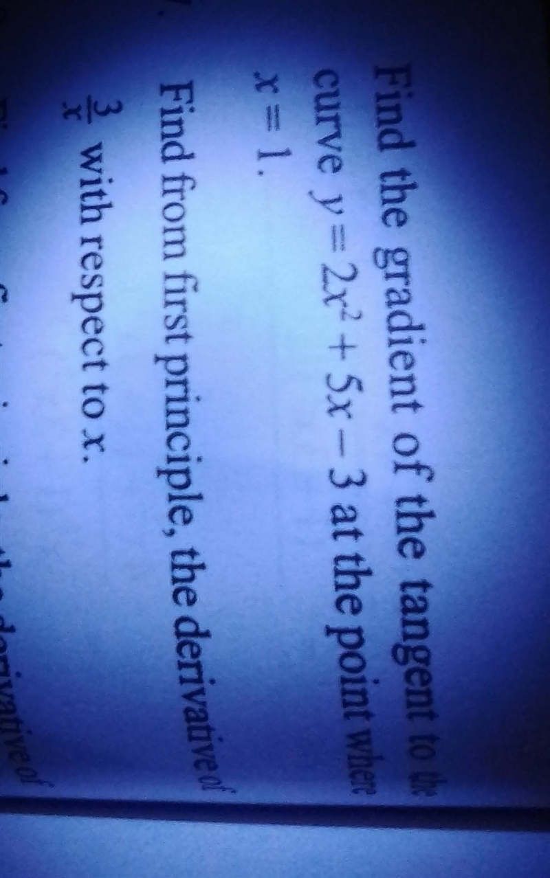 Help. Please show workings. See image for question. Question : 1. Find the gradient-example-1