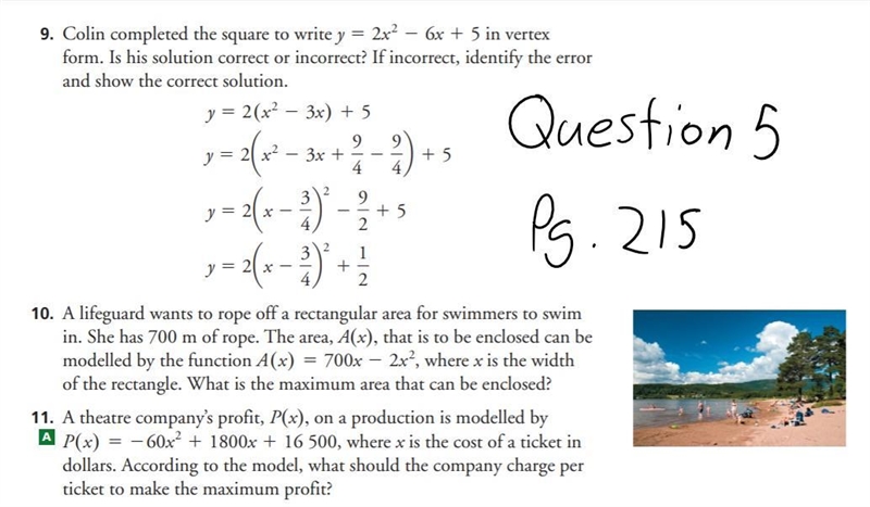 I need help with these questions for Working with Standard and Vertex Forms of the-example-4