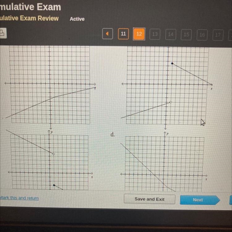 Determine which is the graph of the given function. -0.57+ 5 if x <1 = -0.5(x + 5) if-example-1