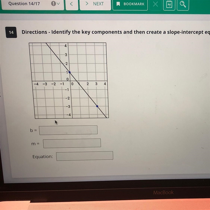 Directions - Identify the key components and then create a slope-intercept equation-example-1