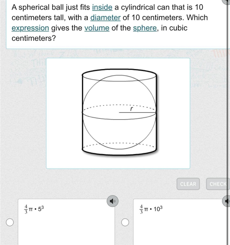 A spherical ball just fits inside a cylindrical can that is 10 centimeters tall, with-example-1