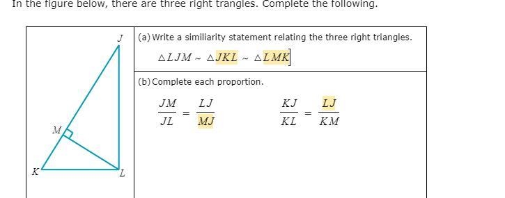 In the figure below, there are three right trangles. Complete the following.-example-2