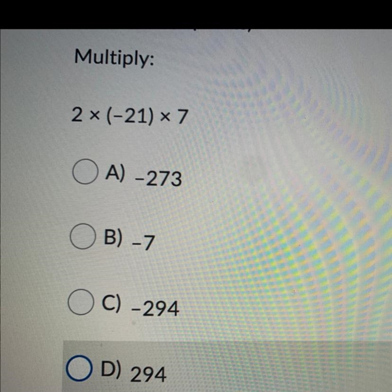 Multiply 2 x (-21) x 7-example-1