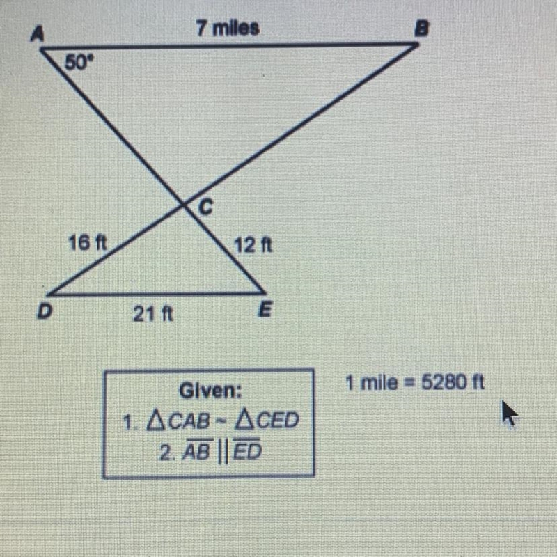 Using the diagram below, what is the measurement of angle E? A. 65° B. 130° C. 50° D-example-1