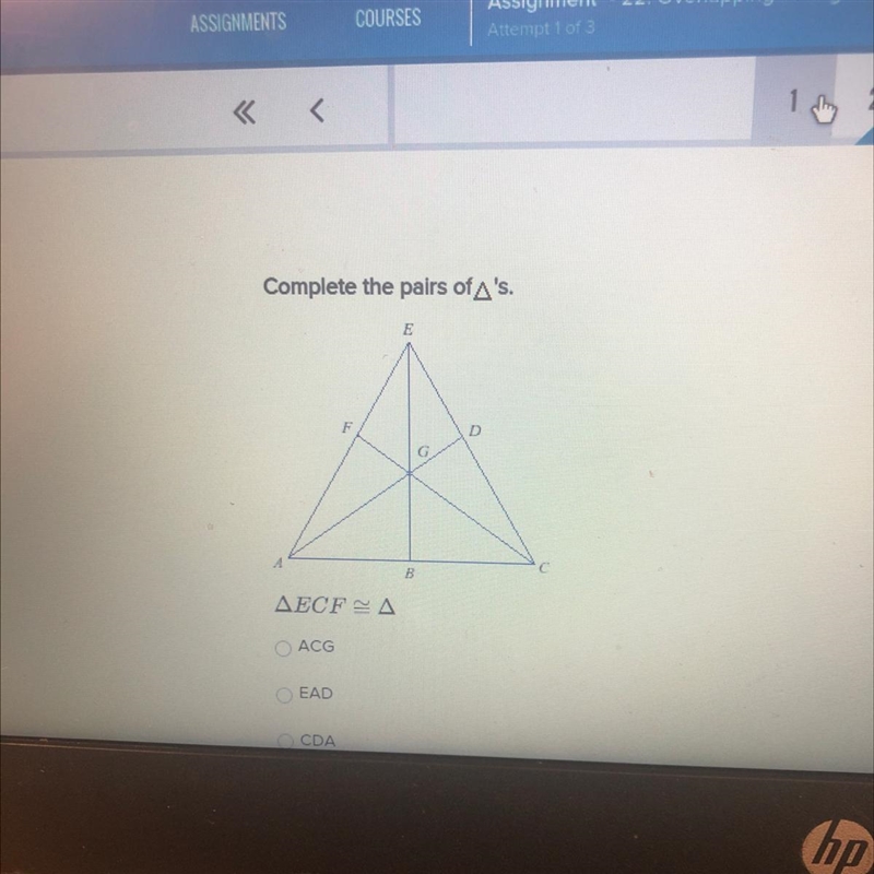 Complete the pairs of A's. Ε AECF SA ACG EAD CDA Please help me-example-1