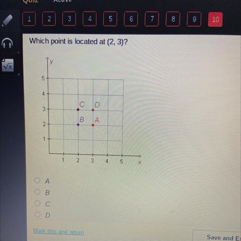 Which point is located at (2,3)-example-1