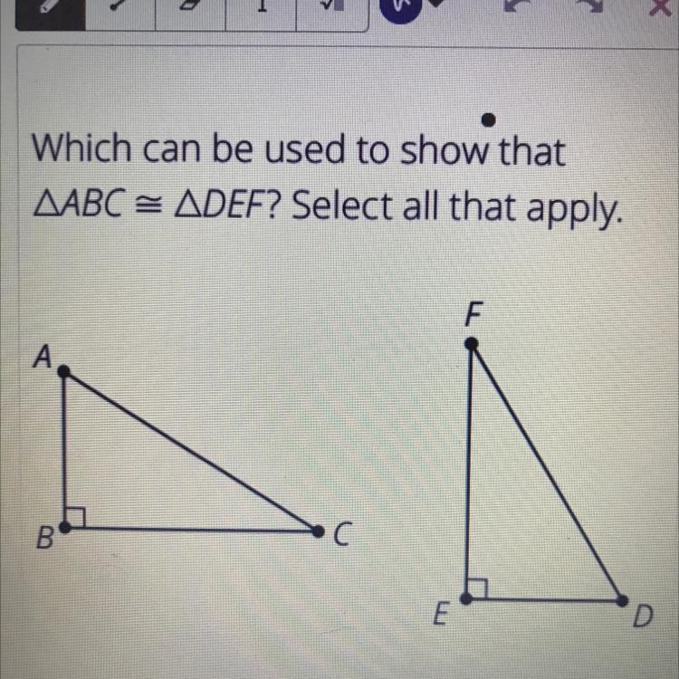 (Select all that apply) AC=DF C=F A=F CB=FE-example-1