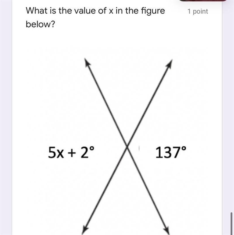 Point below? 5x + 2° 137° Your answer-example-1