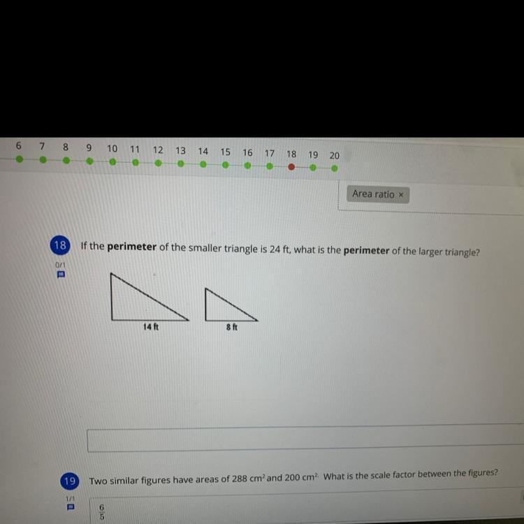 What is the perimeter of the larger triangle?-example-1