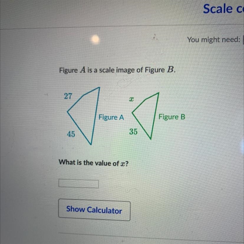 Figure a is a scale image of figure b what is the value of x ￼-example-1